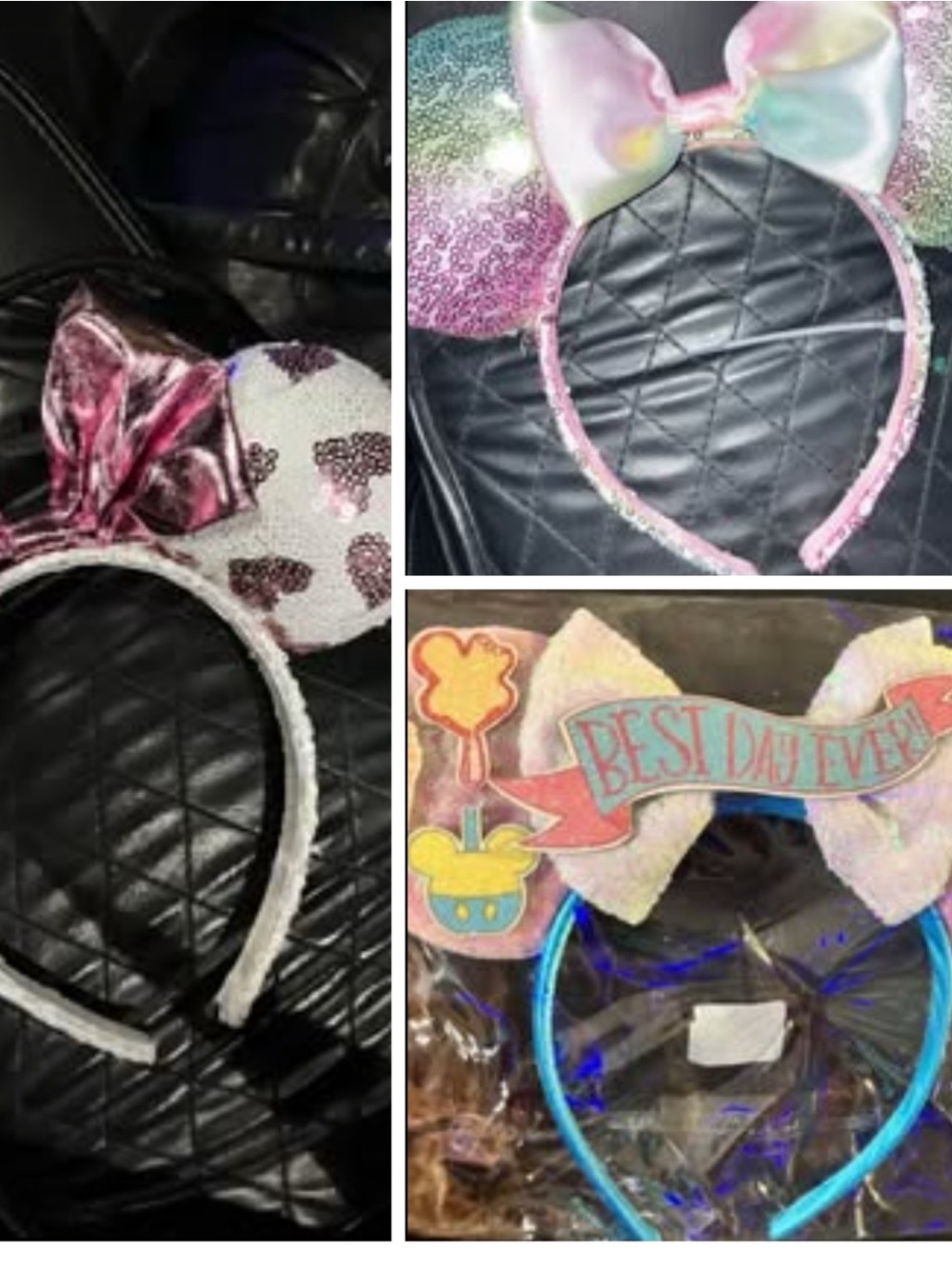 Disney Kids Sequin Ear Headbands in Pink, White & Blue